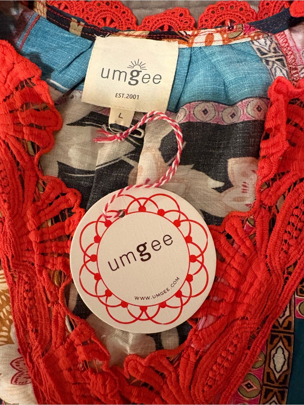 Umgee NWT Abstract Print V-Neck Mini Dress in Pink Mix, Large - Picture 5 of 8